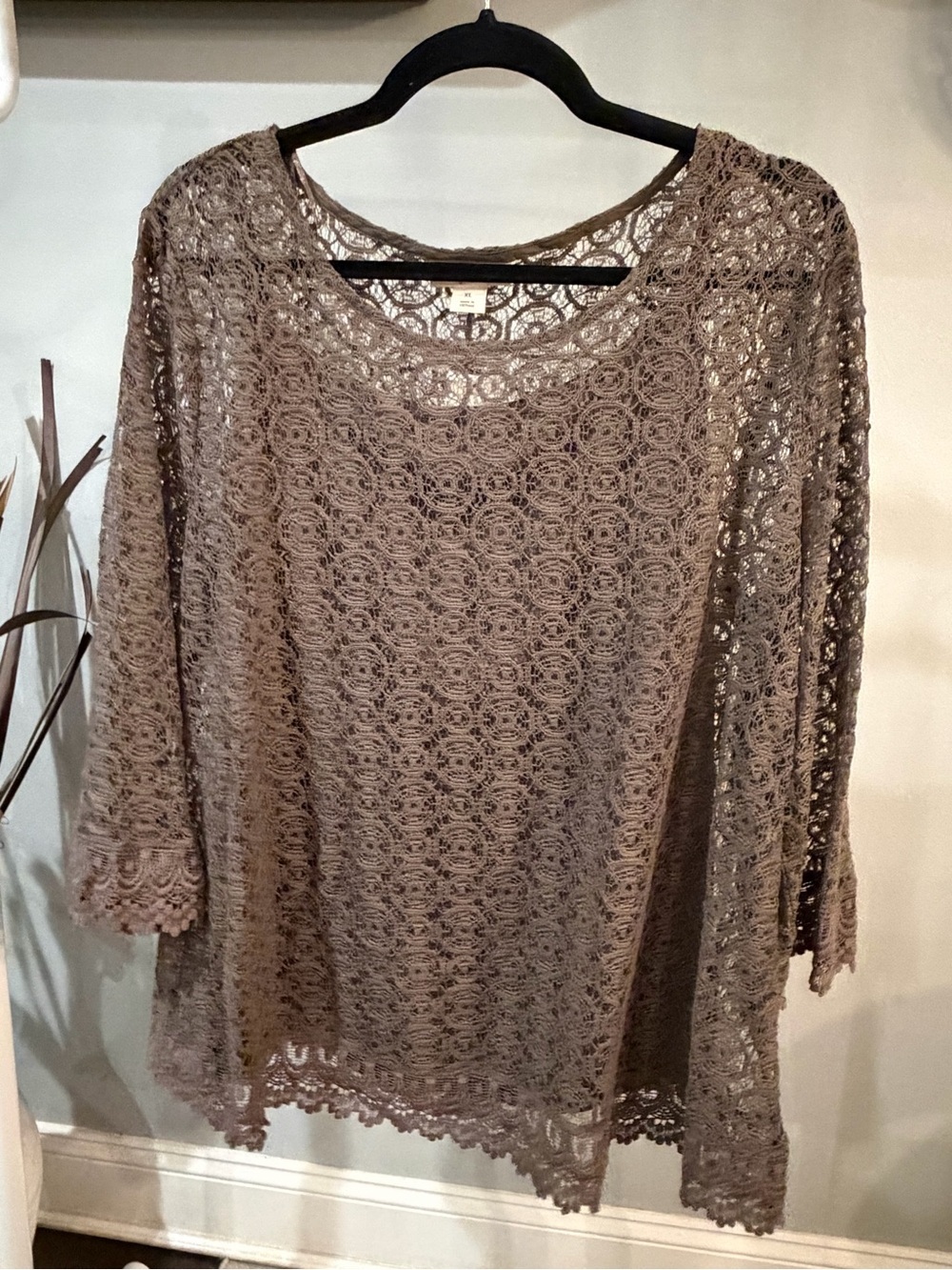 NWT ✨ Style & Co. Crochet Lace Tunic Top - Taupe - XL